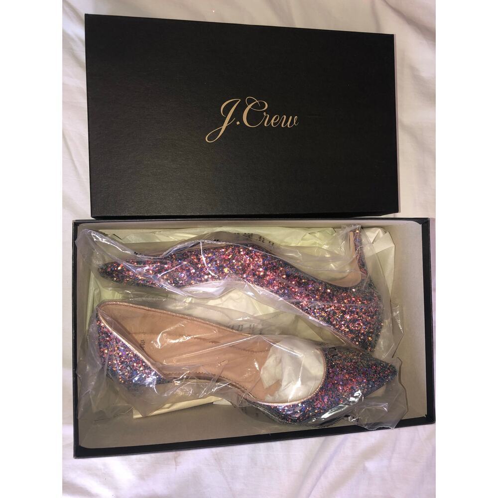 Jcrew D'Orsay Pump Glitter Size 8.5 Pink Green Holographic Wedding Formal Fairy - Picture 2 of 12